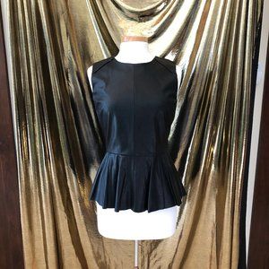Vegan Leather Peplum Top